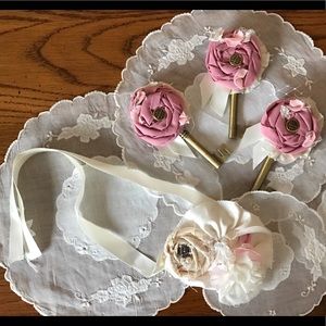 Fabric/Vintage Key Boutonnieres & Wrist Corsage