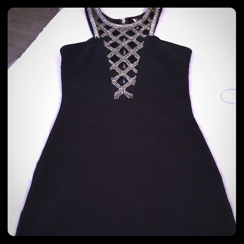 Beaded Topshop Black Sleeveless Dress
