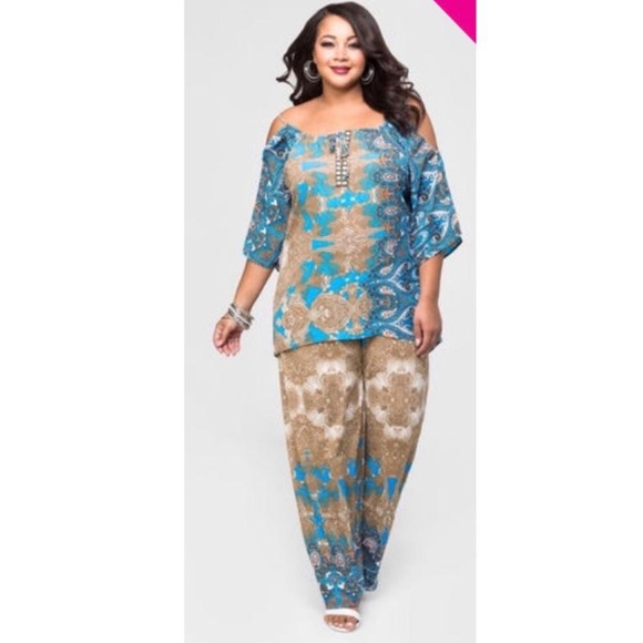 Ashley Stewart Pants - Ashley Stewart Scarf Print Palazzo Pants