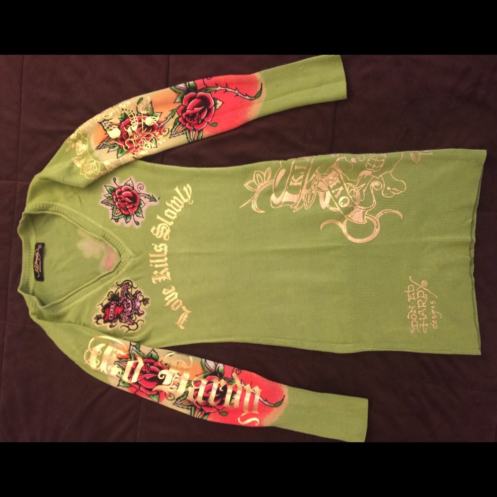 Love Kills Slowly Sweater Dress by Ed Hardy
