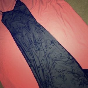 Elegant Casual/Semi-Formal Long Black Floral Dress