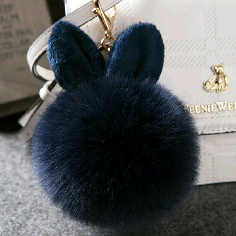 Bunny pom pom purse charm or key chain