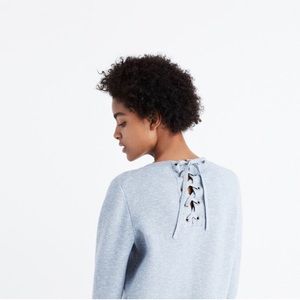 Madewell Lace-Back Cotton Sweater, XL