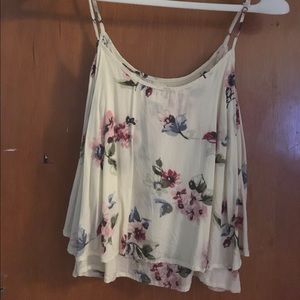 Floral Hollister White Cami Croptop Size Medium