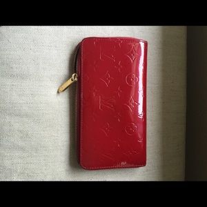 Red patent leather, signature Louis Vuitton