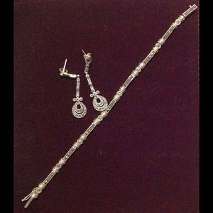 925 SS Marcasite Bracelet and Earrings