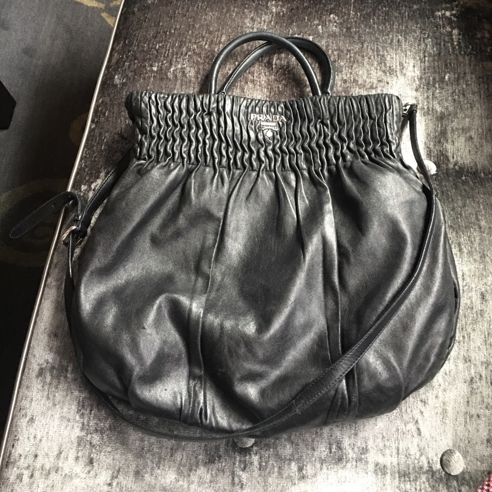 Prada lamb leather shoulder and tote straps