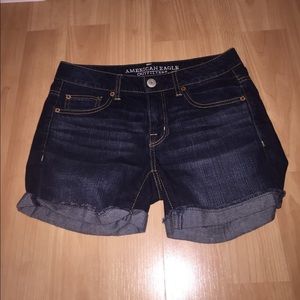 American Eagle Midi Dark Wash Jean Shorts