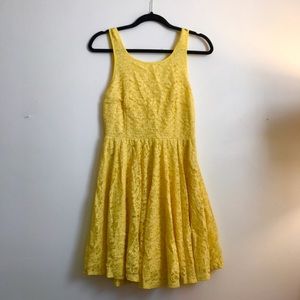 Yellow Lace Backless Mini Dress from UO