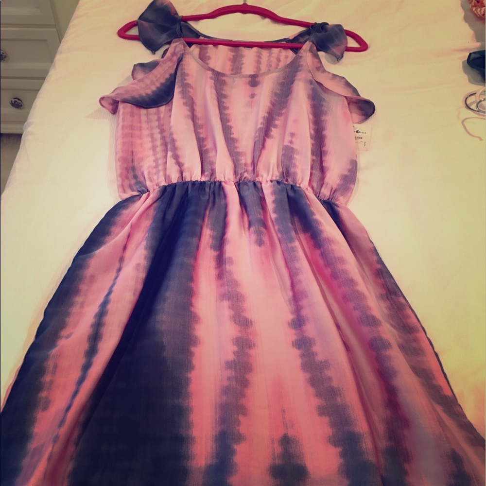 Collective Concepts pink and blue tie dye dress