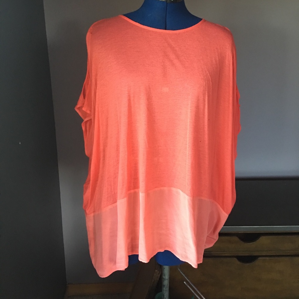 Coral Cold-Shoulder Blouse NWOT