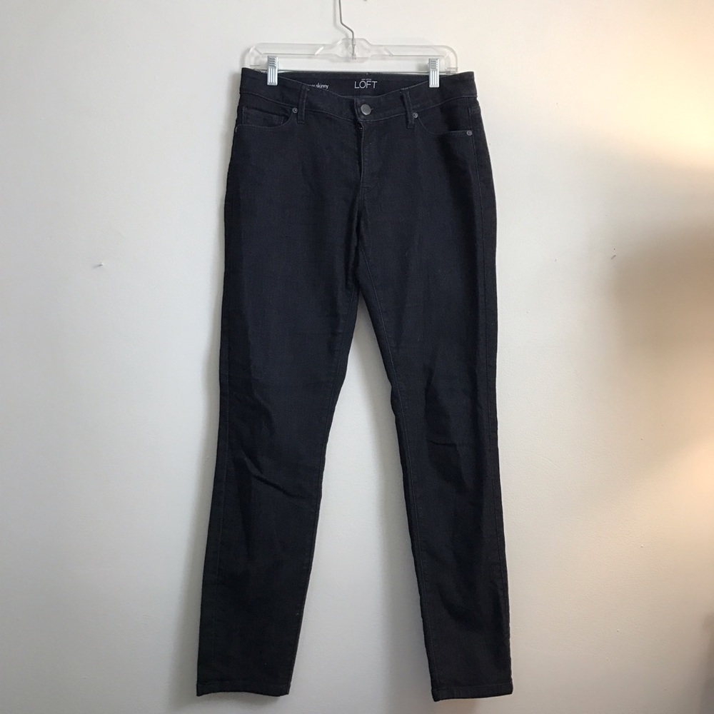 LOFT Curvy Skinny Dark Wash Blue Jeans