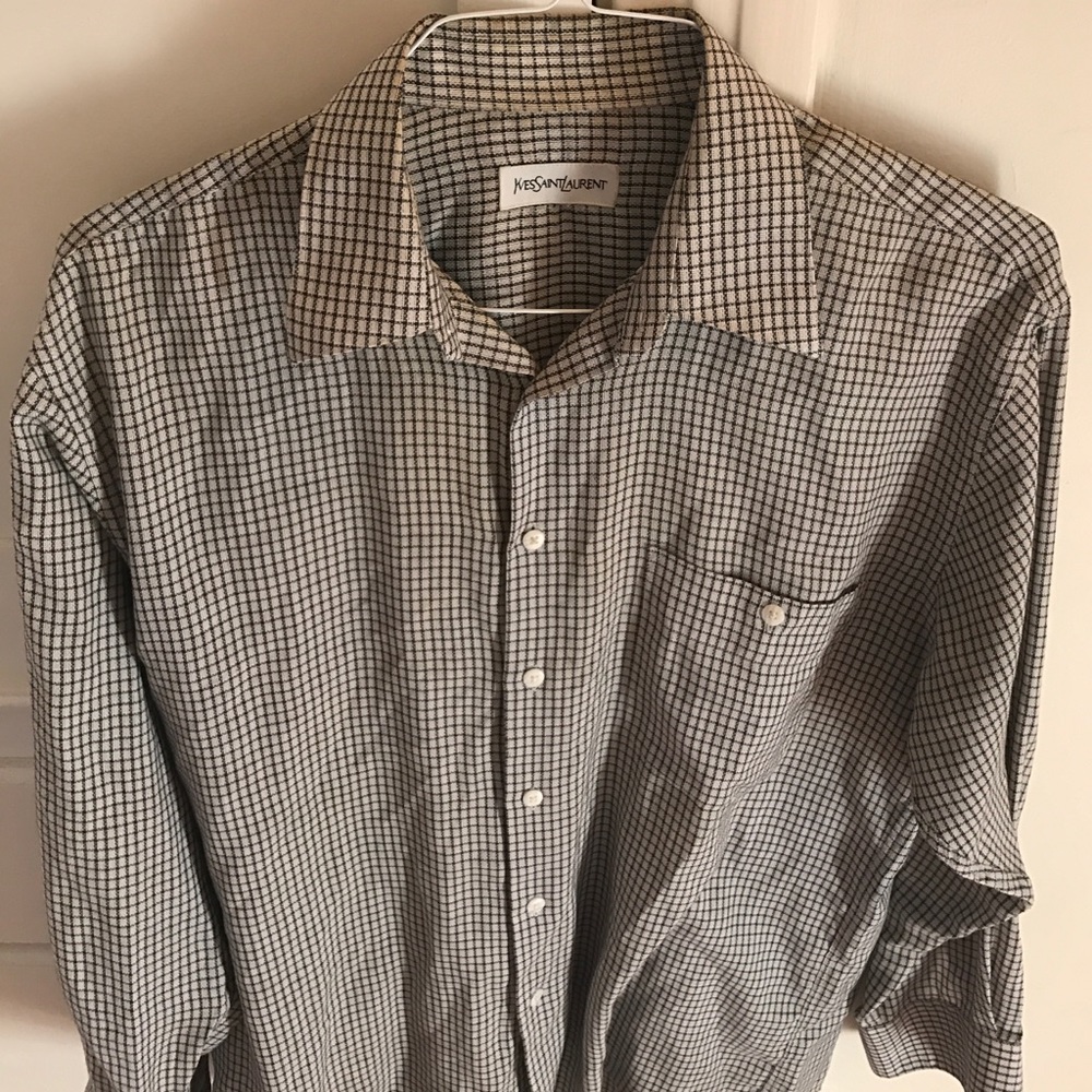 Yves Saint Lauren large checkered woven shirt