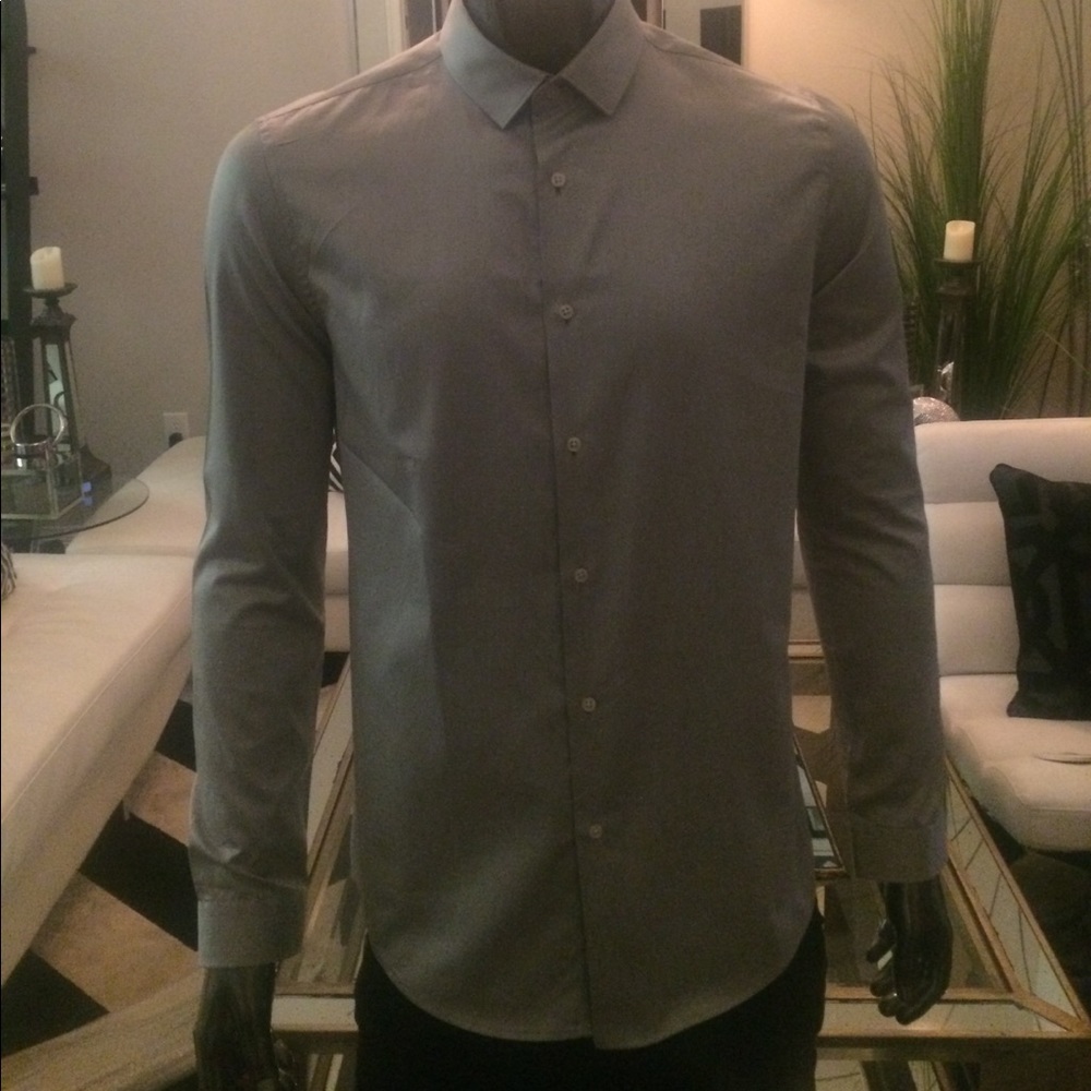TOPMAN - Silver Sateen - Button down - NEW