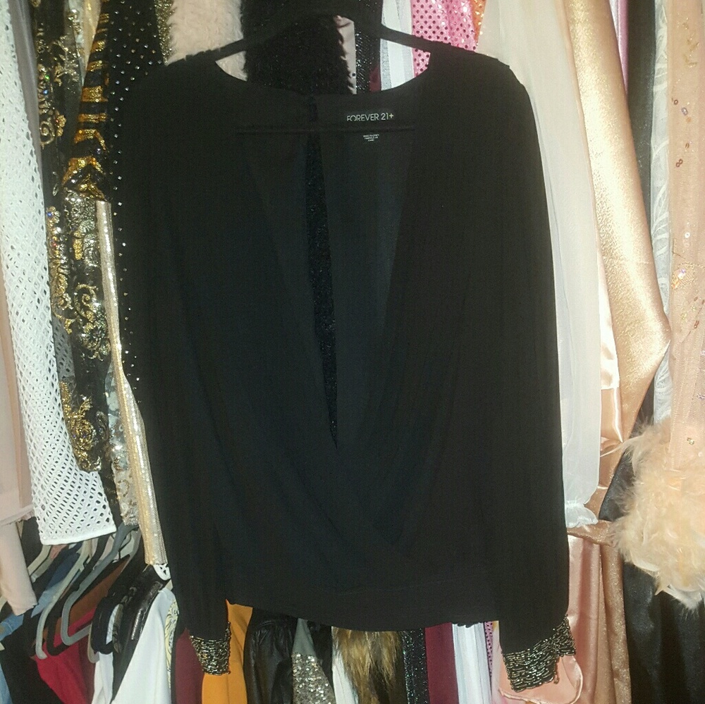 Black Embellished Chiffon Blouse
