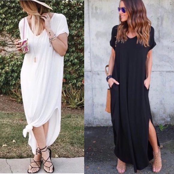 ****SOLD OUT***** Black Maxi Dress with Pockets - Picture 4 of 8