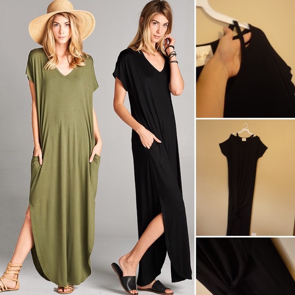 ****SOLD OUT***** Black Maxi Dress with Pockets - Picture 3 of 8