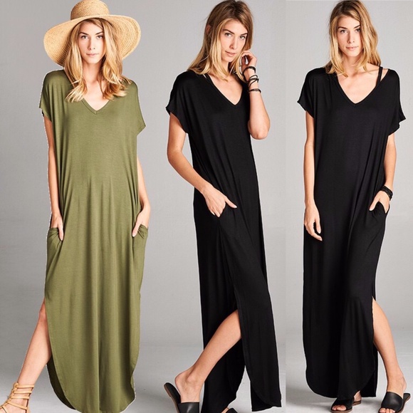 ****SOLD OUT***** Black Maxi Dress with Pockets - Picture 5 of 8