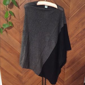 Charcoal & Black Wool & Cashmere Sweater Poncho