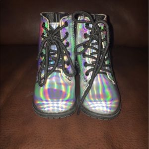 Holographic Combat Boots NWOT
