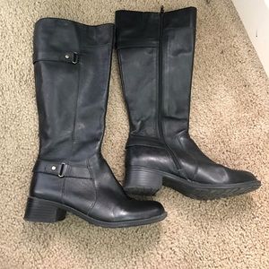 Black leather boots