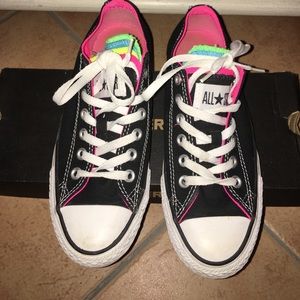 Black converse with rainbow
