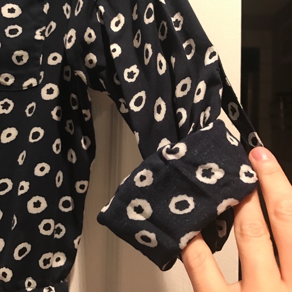 LOFT navy long sleeve, drawstring waist dress - Picture 5 of 5