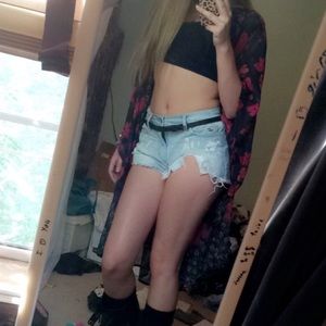 Hollister High Rise Bleached Distressed Shorts