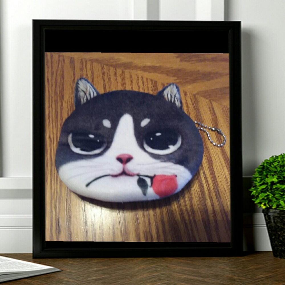 Cat w/ rose zipper coin purse