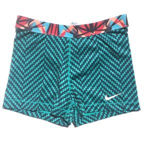 Nike Teal Herringbone Spandex Compression Shorts