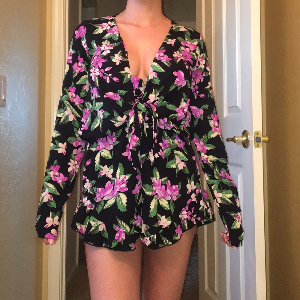 Long Sleeve Floral Romper