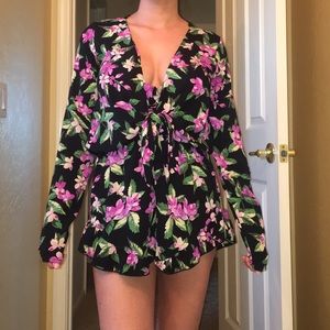 Long Sleeve Floral Romper