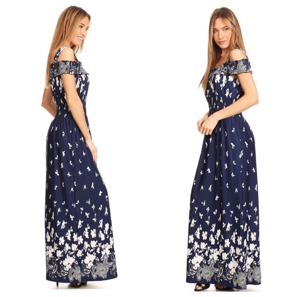 Hold for Rebecca Navy Flower Maxi Dress Large Only - Picture 2 of 2