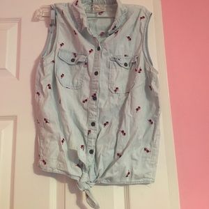 Denim button up tank