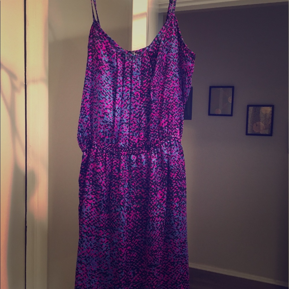 Aqua XS silk print tank dress