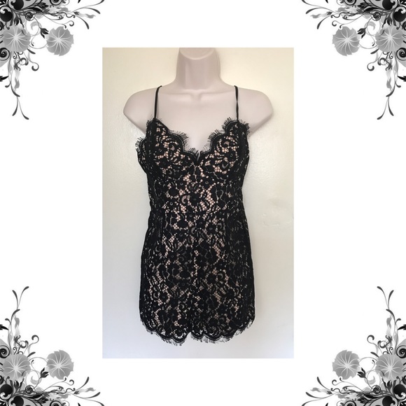 {Bardot} Black Lace Illusion Romper - Picture 2 of 6