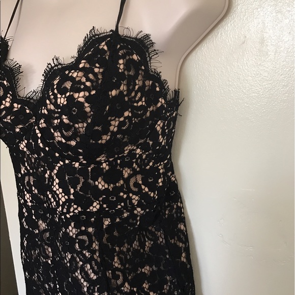 {Bardot} Black Lace Illusion Romper - Picture 3 of 6