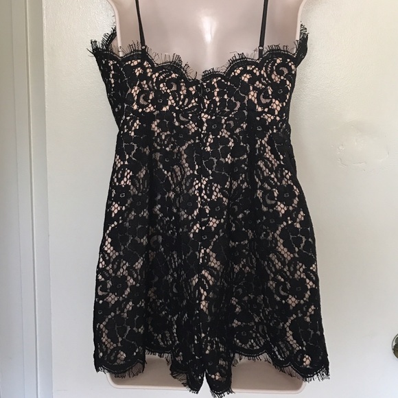 {Bardot} Black Lace Illusion Romper - Picture 6 of 6