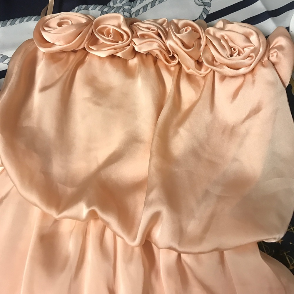 Peach bridesmaid homecoming prom dress w flower - Picture 4 of 6