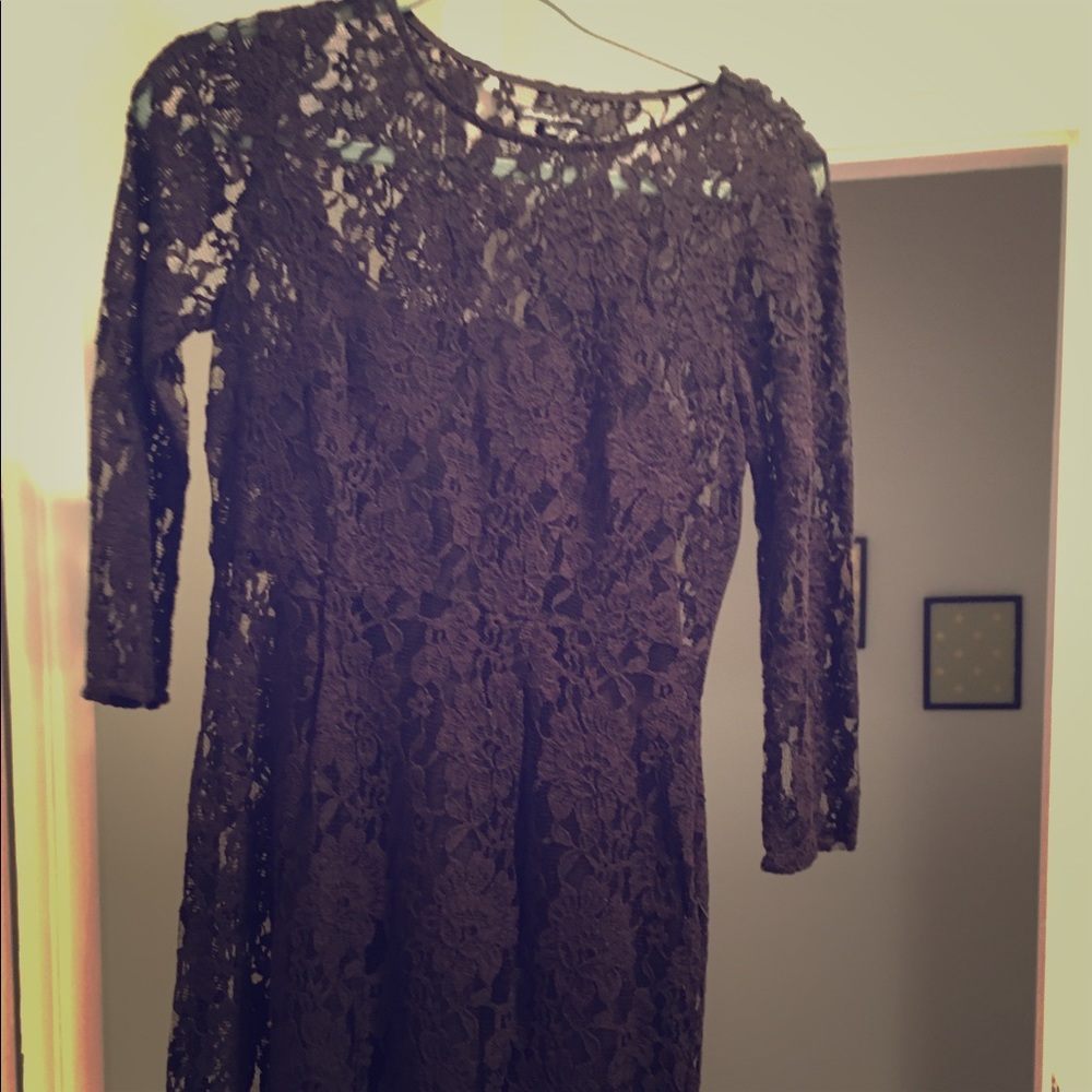 Madewell black 3/4 sleeve lace dress size 0