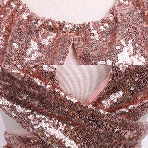Last one XL Sequin Bikini Rose gold  Halter neck - Picture 3 of 4