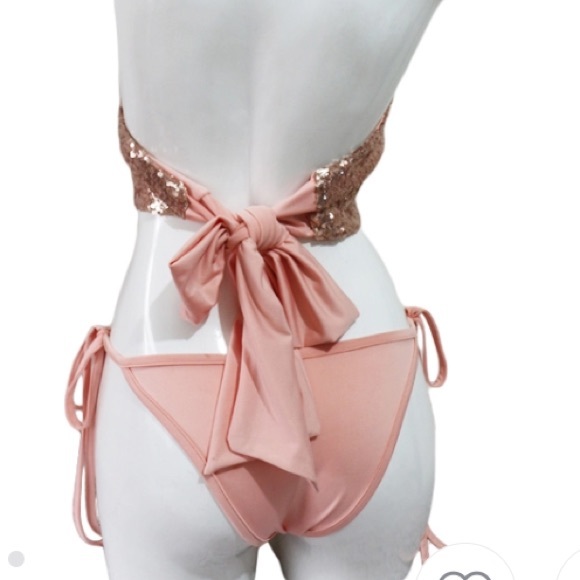 Last one XL Sequin Bikini Rose gold  Halter neck - Picture 4 of 4
