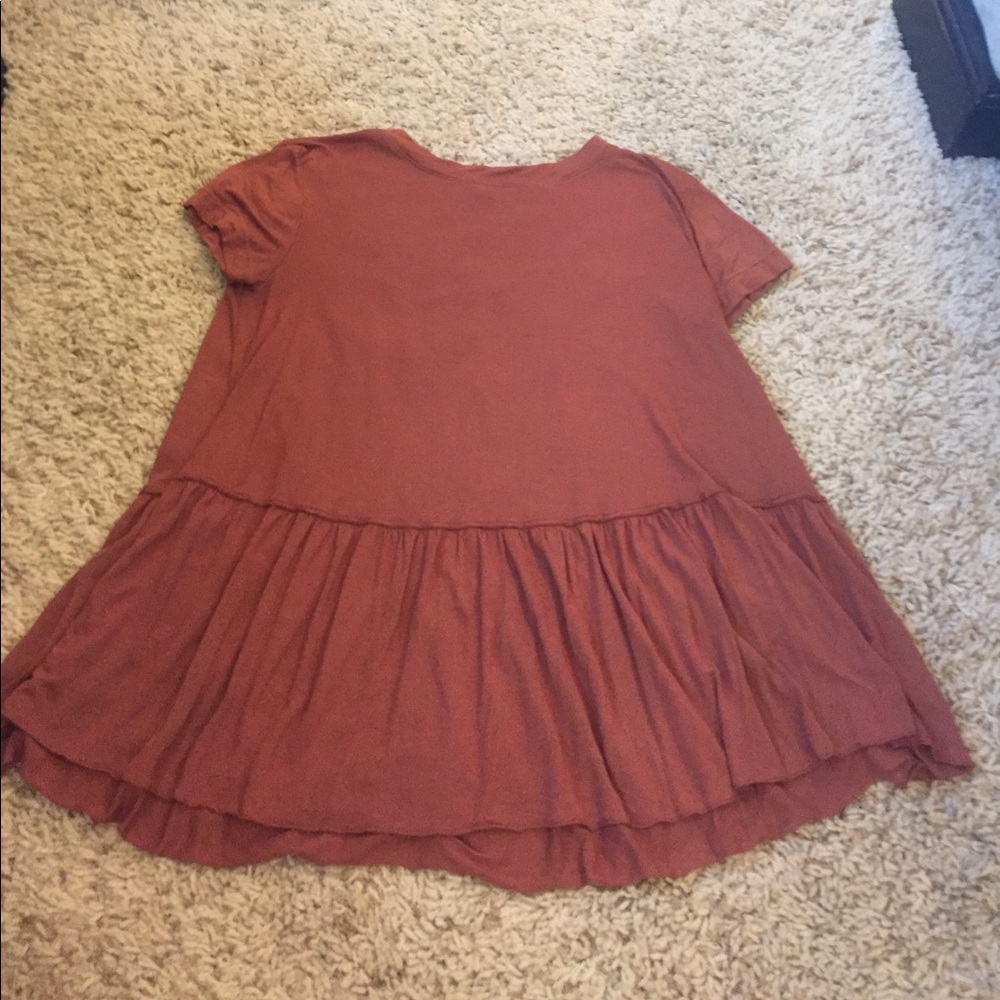 Burnt Orange Peplum Tee