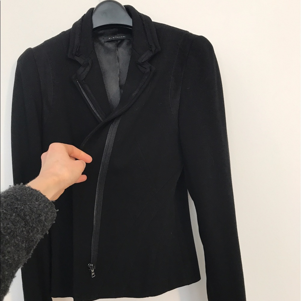 💛 Suede Panel & Jersey Tahari blazer XXS