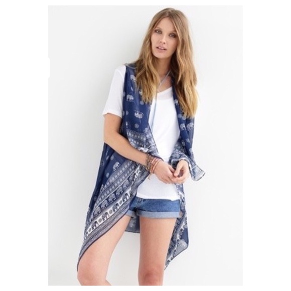 Elephant & Tribal Navy Kimono - Picture 3 of 3