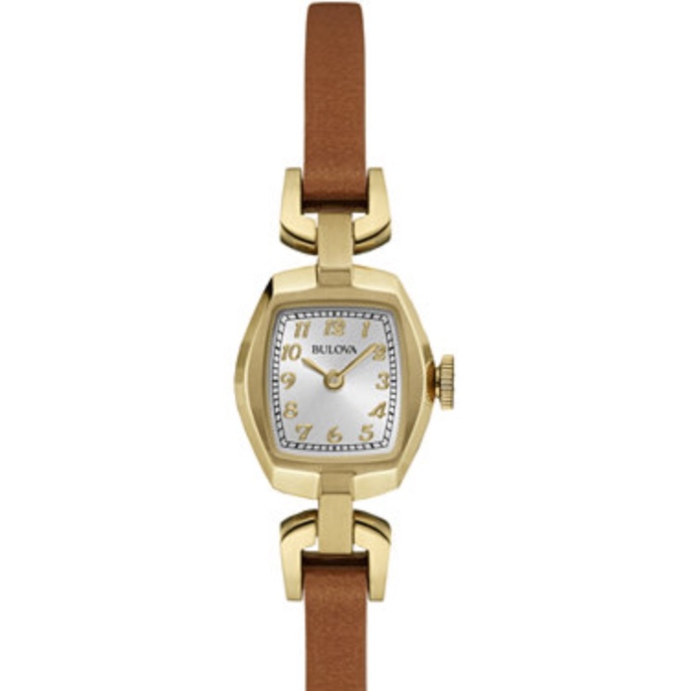 Bulova saddle brown leather strap watch