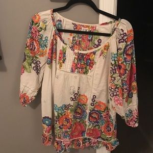 Anthropologie Bright Floral Tunic