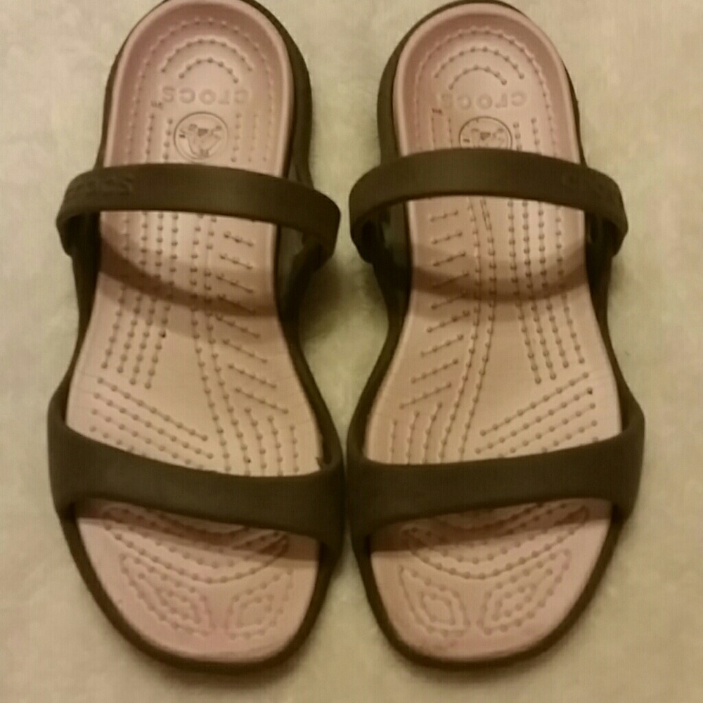 Brown and Pink croc sandals