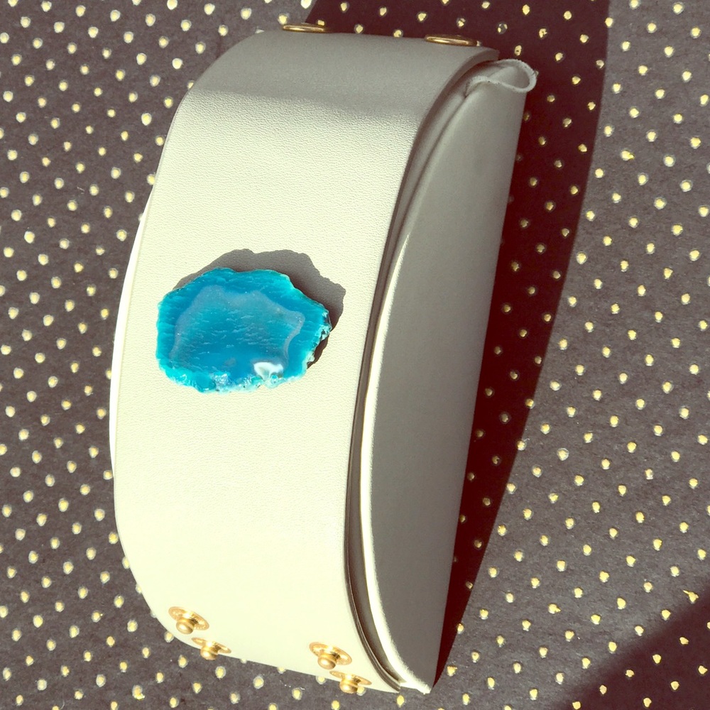 Grey cuff with turquoise geo