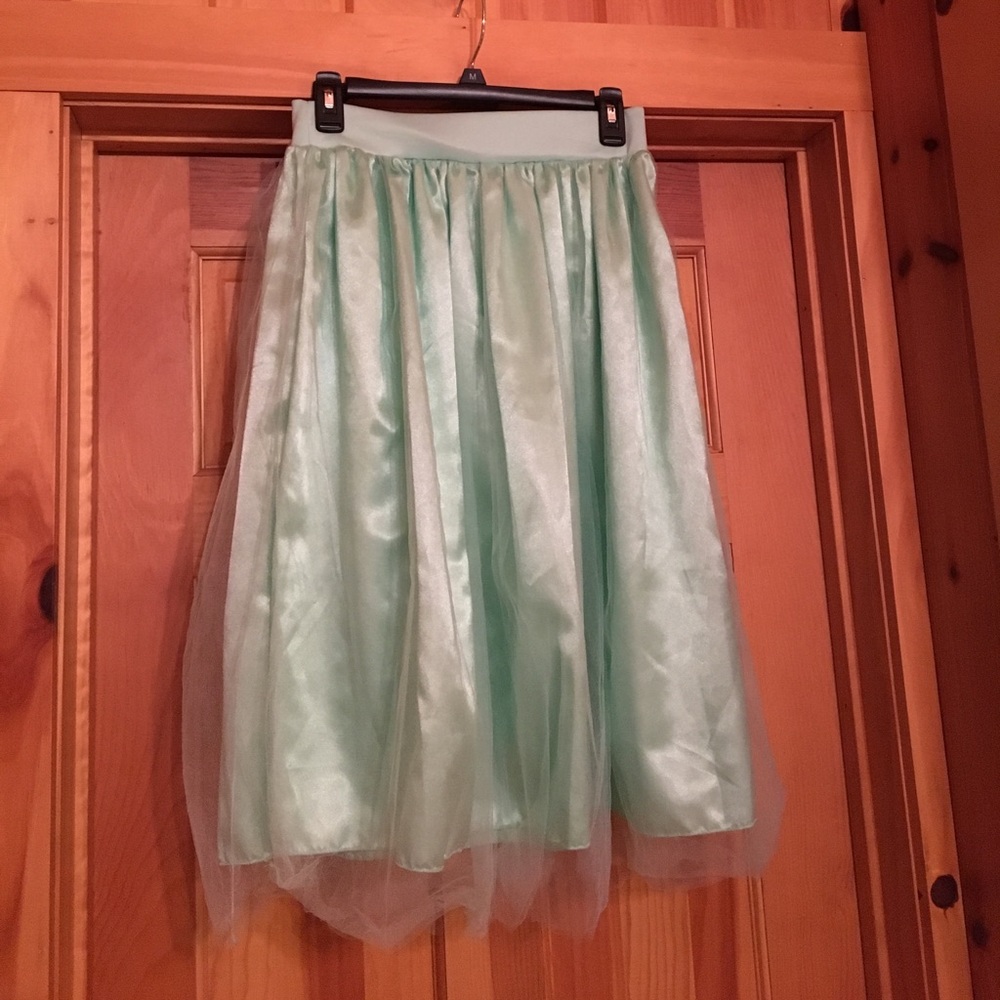 Mint tulle skirt.